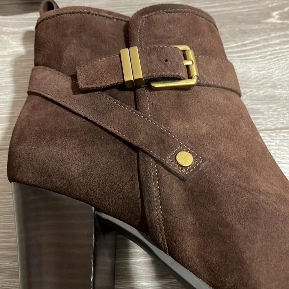Franco Sarto L Delancy Suede Ankle Bootie Dark Java 9